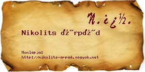 Nikolits Árpád névjegykártya